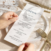 Menu de Casamento Minimalista Simples