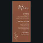 Menu de Casamento Minimalista Terracotta Bohemian<br><div class="desc">Menu Casamento Minimalista Terracotta Bohemian Simples,  moderno e minimalista no estilo,  menu de casamento colorido de terracotta com filme foliar desenhado removível.</div>