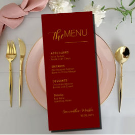 Menu de Casamento Mínimo de Script Burgundy