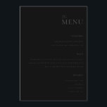 Menu de Casamento Mínimo Preto de Matte Moderno<br><div class="desc">Menu de casamento moderno com design de tipografia mínima em preto mate.</div>