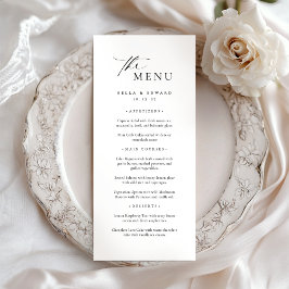 Menu de Casamento Moderno Branco Negro Mínimo e Ch