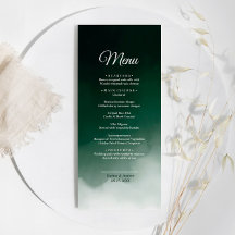 Menu de Casamento Moderno da Cor Verde Escura