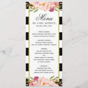 Menu de Casamento Moderno de Lindas Bandas Florais