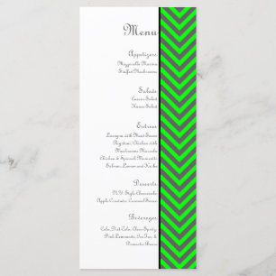 Menu de Casamento Moderno de Neon Verde/Cinza Chev