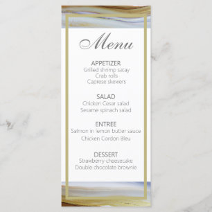 Menu de casamento moderno de ouro azul-elegante