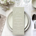 Menu de Casamento Moderno e Minimalista do Olive G<br><div class="desc">Menus de casamento verdes de azeitona elegantes. Com uma design moderna de textura minimalista,  estas são perfeitas para o seu evento. Localizar itens correspondentes no meu compro.</div>