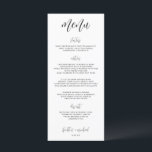 Menu de Casamento Moderno Elegante | 4 x 9 | Preto<br><div class="desc">Este cardápio de casamento é elegante,  divertido e simples. É perfeito para quase qualquer tema de casamento. Apresenta o menu de palavras numa caligrafia moderna.</div>