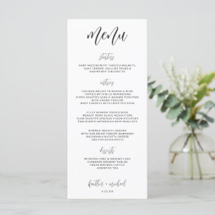 Menu de Casamento Moderno Elegante   4 x 9   Preto