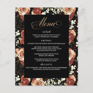 Menu de Casamento Moderno Elegante de Black and Te