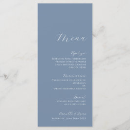 Menu de Casamento Moderno Minimalista de Dusty Blu