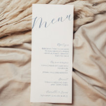 Menu de Casamento Moderno Minimalista de Dusty Blu