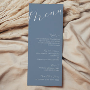 Menu de Casamento Moderno Minimalista de Dusty Blu