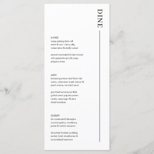 Menu de Casamento Moderno Minimalista e Menu Bebid