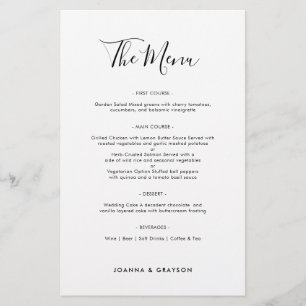 Menu de Casamento Moderno Minimalista Elegante