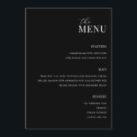 Menu de Casamento Moderno Mínimo Preto e Branco<br><div class="desc">Menu de casamento moderno com design de tipografia minimalista em preto e branco.</div>