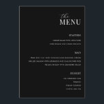 Menu de Casamento Moderno Mínimo Preto e Branco<br><div class="desc">Menu de casamento moderno com design de tipografia minimalista em preto e branco.</div>