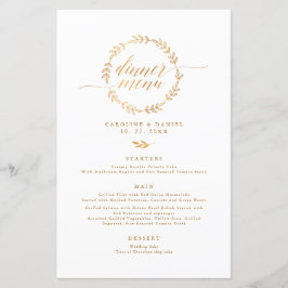Menu de Casamento Na moda de Caligrafia Gold Foil