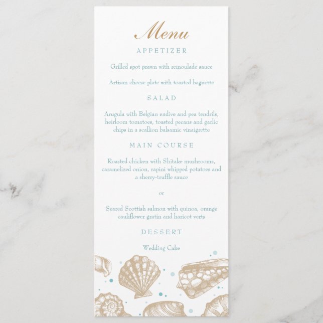 Menu de Casamento Náutico de Tan/Praia de Aqua (Frente)