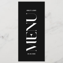 Menu de Casamento Negro Clássico Minimalista