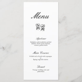Menu de Casamento Negro e Branco da Caligrafia Mod