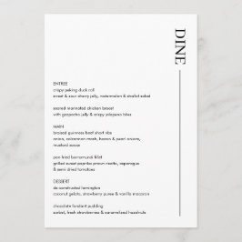 Menu de Casamento Negro e Branco minimalista 5x7 M