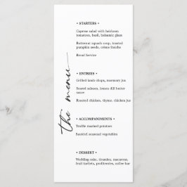 Menu de Casamento Negro e Branco Minimalista com V