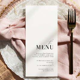 Menu de Casamento Negro e Branco, mínimo e elegant
