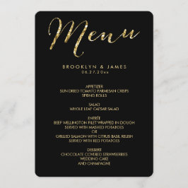 Menu De Casamento Negro Elegante Redondo Com Folha