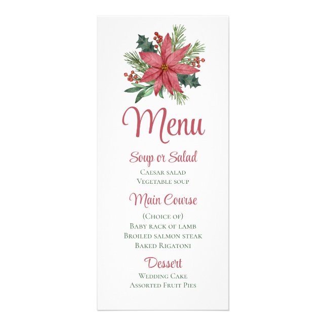 Menu de Casamento no inverno de Poinsettia Floral  (Frente)