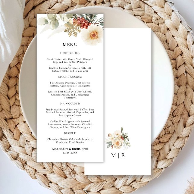 Menu de Casamento no inverno Floral da Wreath Nata (Criador carregado)