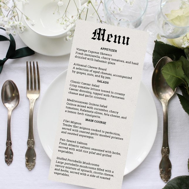 Menu de Casamento Nostálgico de Jornal (Nostalgic Newspaper Wedding Menu)