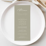 Menu de Casamento Oleícola de Cinzas Minimalistas<br><div class="desc">A simplicidade do design lhe permite complementar sem esforço qualquer tema de casamento ou estilo de decoração, fazer-o como uma escolha versátil para o seu dia especial. A tipografia nítida e a design elegante criam um olhar moderno e sofisticado, dando o tom para uma celebração memorável de casamento. Projetado para...</div>