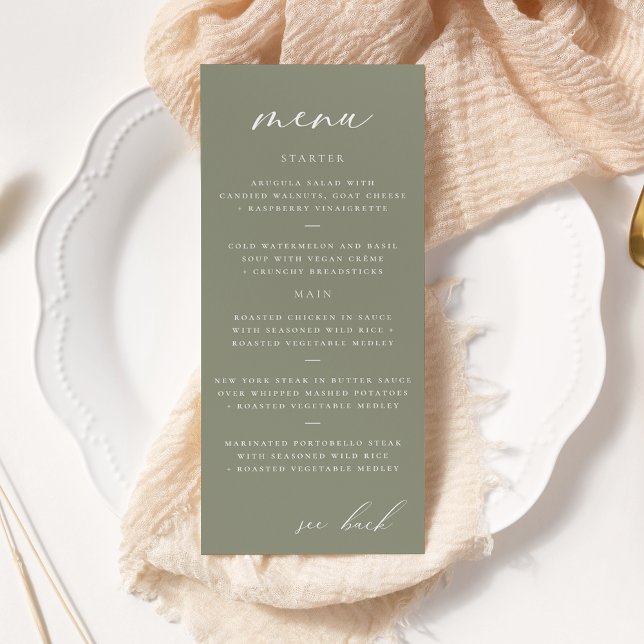 Menu de Casamento Oleícola de Script Elegante Mode (Criador carregado)