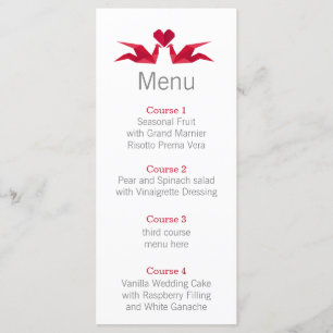menu de casamento origami red cranes