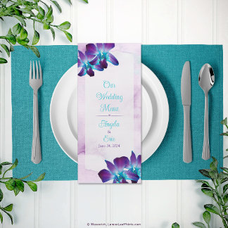 Menu de Casamento Orquídeo de Dendrobium Azul Roxo