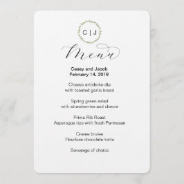 Menu de Casamento ou Evento Iniciais do Monograma