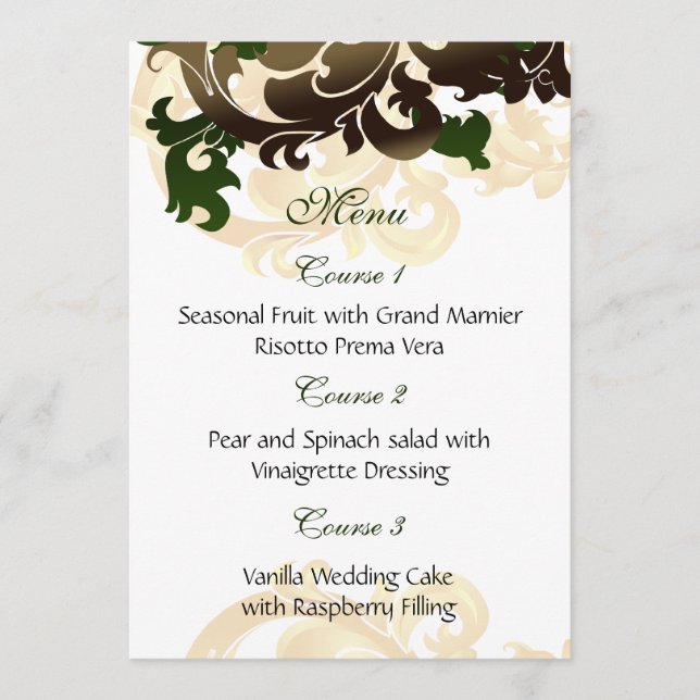 menu de casamento ouro verde (Frente)