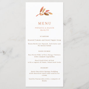 Menu de Casamento outono de Folha de outono Elegan