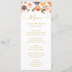 Menu de Casamento outono de Glitters Dourados Flor