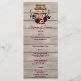 Menu de Casamento outono do Vinho Floral Burgundy