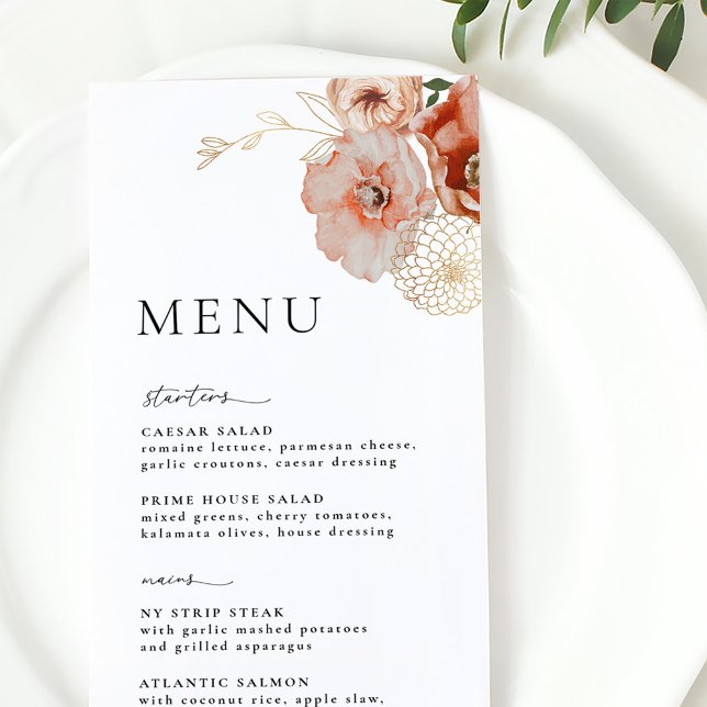 Menu de Casamento outono Floral da Boêmia do outon (Criador carregado)