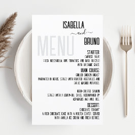 Menu de Casamento Personalizado Na moda, Moderno e