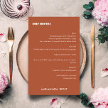Menu de Casamento Personalizado Simples de Queda d<br><div class="desc">Menu de Casamento Personalizado Simples de Queda Mínima de Fenda em Banda Negra</div>
