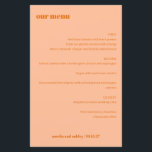 Menu de Casamento Personalizado Simples Pessegueir<br><div class="desc">Ponha o tom para uma experiência elegante de jantar de casamento com este cartão de cardápio de na moda. Em cor de pêssego mole, este menu personalizável destaca os nomes do casal e a data do casamento. Perfeito para recepções, jantadas de ensaio, ou chás de panela, este design moderno e...</div>