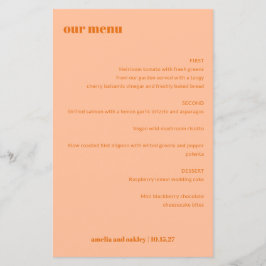 Menu de Casamento Personalizado Simples Pessegueir