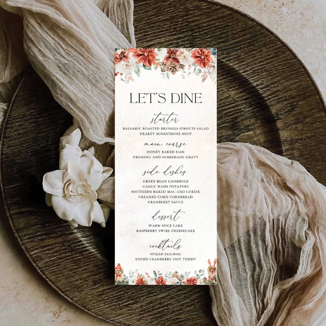 Menu de Casamento Pinecone do Verso Vermelho Inver (Criador carregado)
