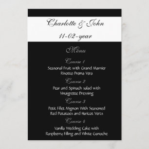 menu de casamento preto