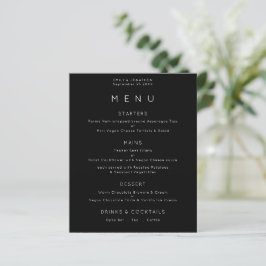 Menu de Casamento Preto Branco de Texto Simples do