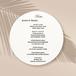 Menu de Casamento preto e branco simples e elegant
