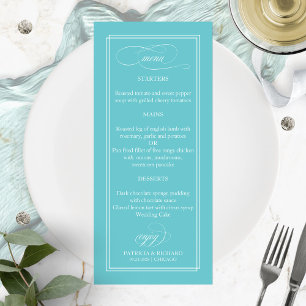 Menu de Casamento Purist Blue Simple Elegant 4x9